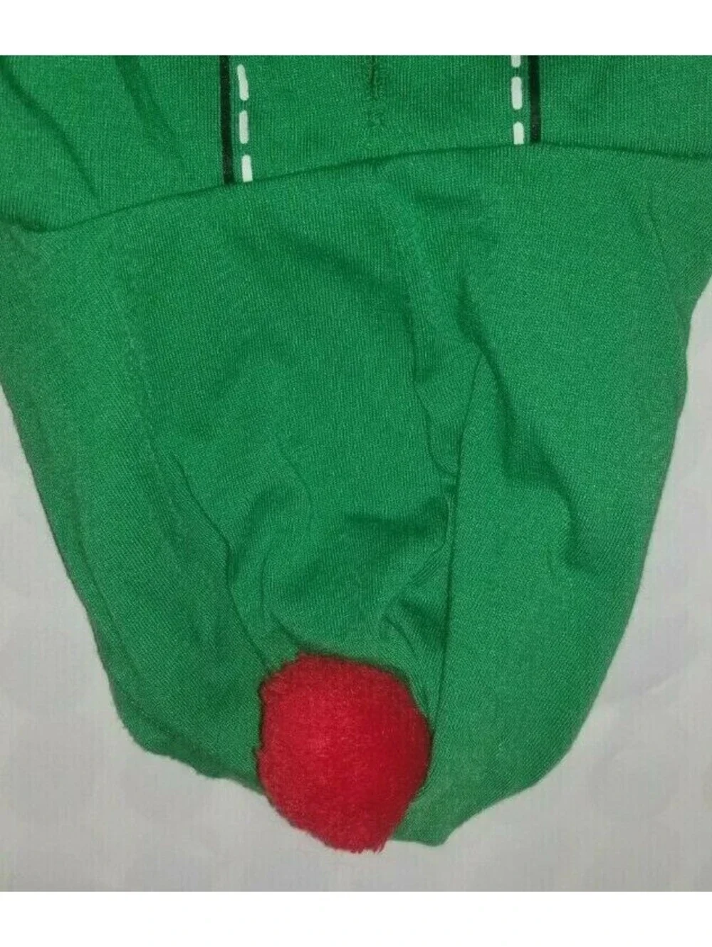HOLIDAY DOG PET ELF HOODIE SHIRT MEDIUM GREEN  WITH RED POM POM ON HAT